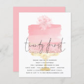 Papier Budget Pink Cake Script 21ème anniversaire Invitat (Devant / Derrière)