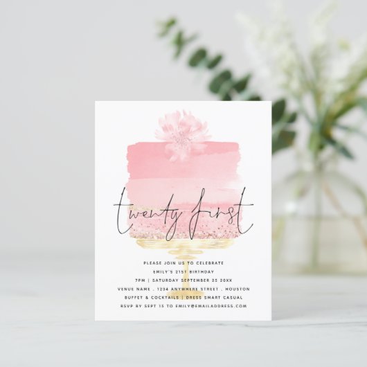 Papier Budget Pink Cake Script 21ème anniversaire Invitat (Debout devant)