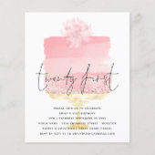 Papier Budget Pink Cake Script 21ème anniversaire Invitat (Devant)