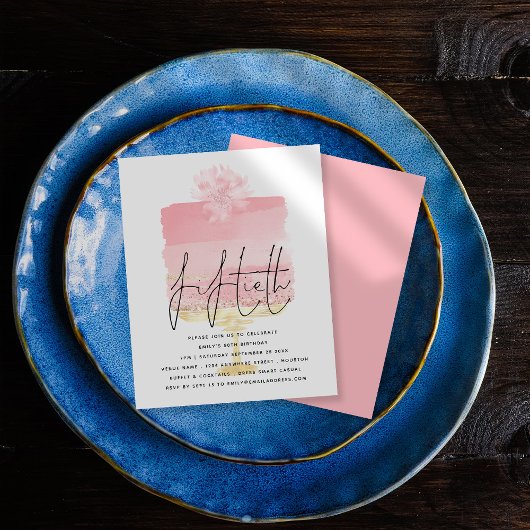 Papier Budget Pink Cake Script 50e anniversaire Invitatio