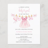 Papier Budget Pink Clothesline Bow Girl Baby shower (Devant)