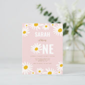 Papier BUDGET Pink Daisy Flower 1er Anniversaire Invitati (Debout devant)