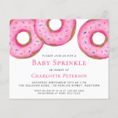 Papier Budget Pink Donuts Girl Baby Sprinkle Invitation (Devant)