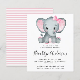 Papier BUDGET Pink Elephant Baby shower Invitation