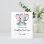 Papier BUDGET Pink Elephant Baby shower Invitation (Debout devant)
