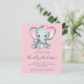 Papier BUDGET Pink Elephant Baby shower Invitation (Debout devant)