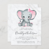 Papier BUDGET Pink Elephant Baby shower Invitation (Devant / Derrière)