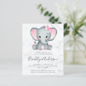 Papier BUDGET Pink Elephant Baby shower Invitation (Debout devant)