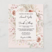 Papier Budget PInk Floral Boho Rustic Faire-part de maria (Devant)