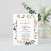 Papier Budget Pink Floral Cross Christening Invitation (Debout devant)