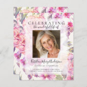 Papier BUDGET Pink Floral Memorial Service Invitation (Devant / Derrière)
