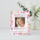 Papier BUDGET Pink Floral Memorial Service Invitation (Debout devant)