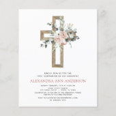 Papier Budget Pink Floral Première Communion sainte (Devant)