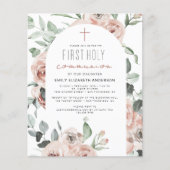 Papier Budget Pink Floral Première Communion sainte (Devant)