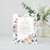 Papier Budget Pink Floral Première Communion sainte (Debout devant)