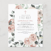 Papier Budget Pink Floral Première Communion sainte (Devant)