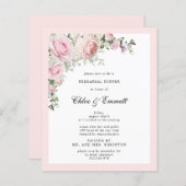 Papier Budget Pink Floral Rehearer Dîner Invitation (Devant / Derrière)
