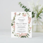 Papier Budget Pink Floral Rehearer Dîner Invitation (Debout devant)