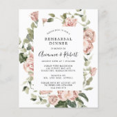 Papier Budget Pink Floral Rehearer Dîner Invitation (Devant)