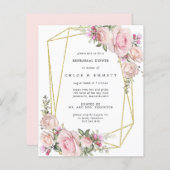 Papier Budget Pink Floral Rehearer Dîner Invitation (Devant / Derrière)