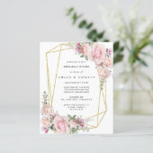 Papier Budget Pink Floral Rehearer Dîner Invitation (Debout devant)