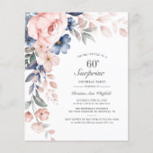 Papier Budget Pink Floral Script 60e anniversaire Invitat (Devant)