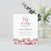 Papier Budget Pink Garden Floral 70e anniversaire Invitat (Debout devant)