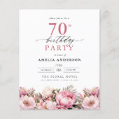 Papier Budget Pink Garden Floral 70e anniversaire Invitat (Devant)