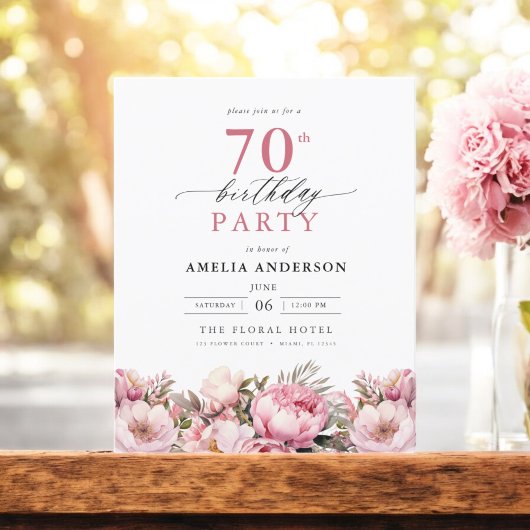 Papier Budget Pink Garden Floral 70e anniversaire Invitat
