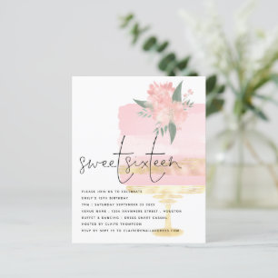 Papier Budget Pink Gold Anniversaire Gâteau Sweet 16 Invi