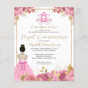 Papier Budget Pink Gold Cinderella Royal Quinceanera