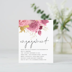 Papier Budget Pink Gold Florals Invitation de la partie d