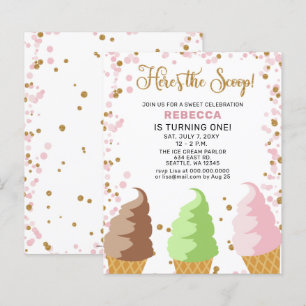 Papier Budget Pink Ice crème fête invitation Anniversaire