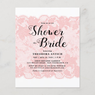 Papier Budget Pink Lace Bridal Shower Invitation