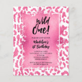 Papier Budget Pink Leopard Wild Un 1er anniversaire Invit (Devant)