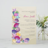 Papier Budget Pink Ocean Beach Bébé douche Invitations (Debout devant)