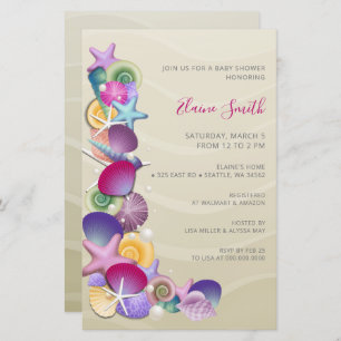 Papier Budget Pink Ocean Beach Bébé douche Invitations