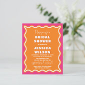 Papier Budget Pink Orange Photo Bridal Shower Invitation (Debout devant)