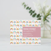 Papier BUDGET Pink Rainbows Invitation de fête d'annivers (Debout devant)