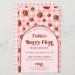 Papier Budget Pink Red Strawberry 1er anniversaire Invita