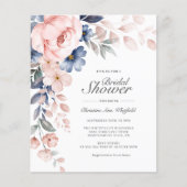 Papier Budget Pink Script Floral Douche nuptiale Invitati (Devant)