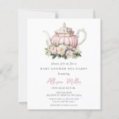 Papier Budget Pink Tea Party fille Invitation Baby shower (Devant)