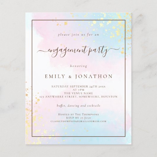 Papier BUDGET | Pink Turquoise Watercolor (Devant)