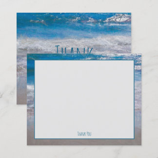 Papier Budget Plage côtière Bleu Océan Vague Merci