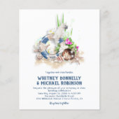 Papier Budget Plage de bord de mer Invitations de mariage (Devant)