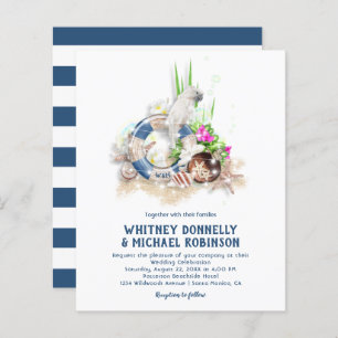 Papier Budget Plage de bord de mer Invitations de mariage