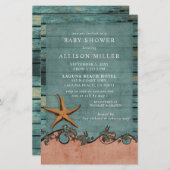 Papier Budget Plage neutre Baby shower de plage Invitatio (Devant / Derrière)