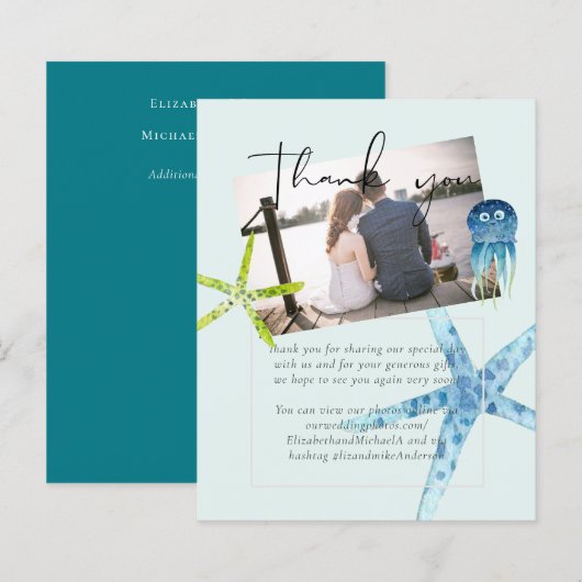 Papier BUDGET Plage Ocean Life Mariage Merci PHOTO (Devant / Derrière)
