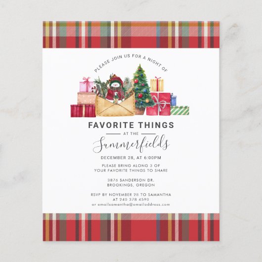Papier Budget Plaid Chose préférée Fêtes de Noël (Devant)