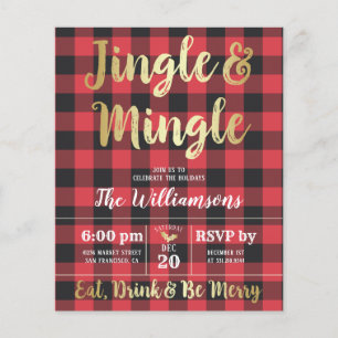 Papier Budget Plaid & Gold Jingle & Mingle Holiday Party